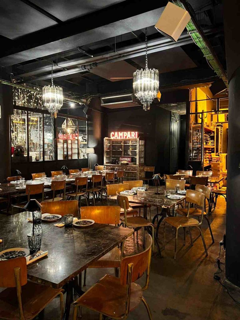 Interior de Iluzione, restaurante italiano de lujo en Barcelona capital